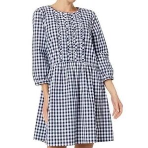 Draper James Wanda‎ Navy and White Gingham Dress Size XS NWOT